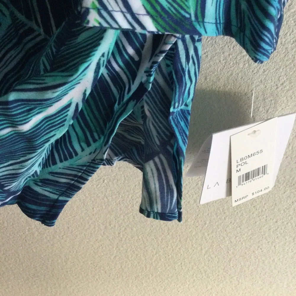LA BLANCA NWT Sketched Leaves Long Sleeve Tunic Swim Cover-Up Medium